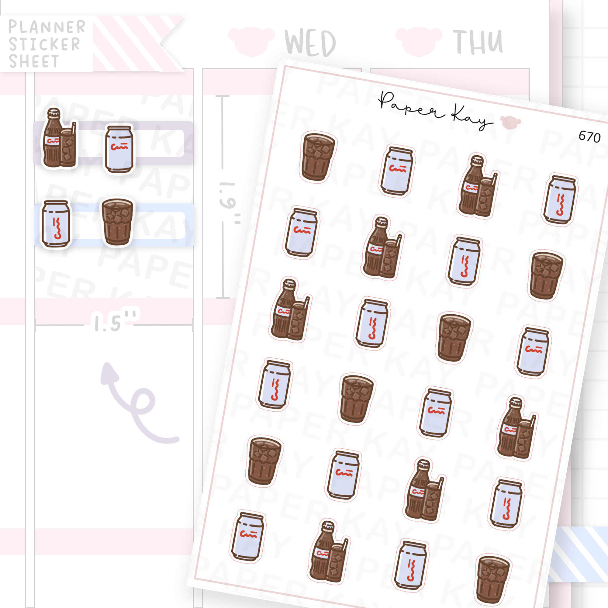 Diet Cola Drink Planner Sticker Sheet