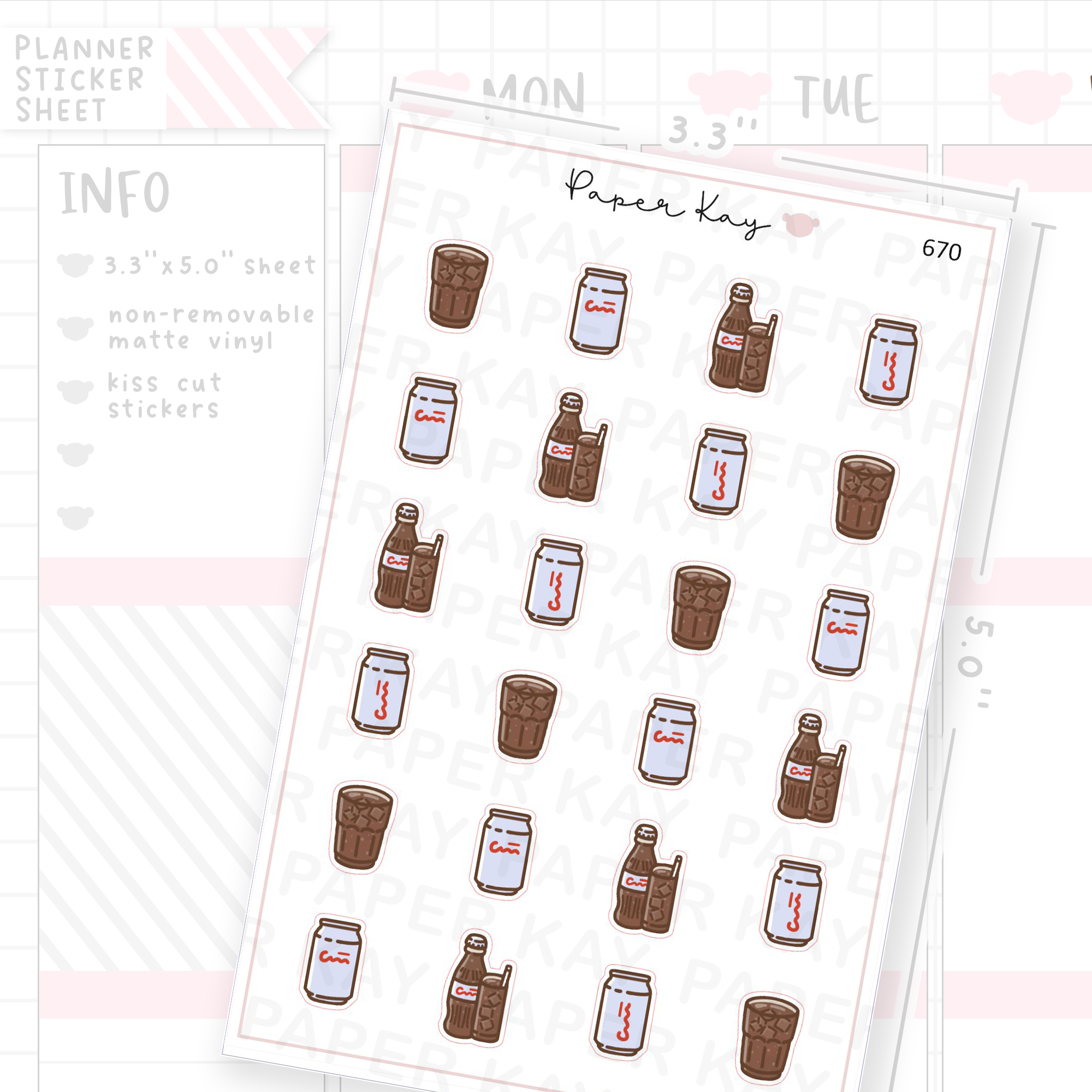Diet Cola Drink Planner Sticker Sheet