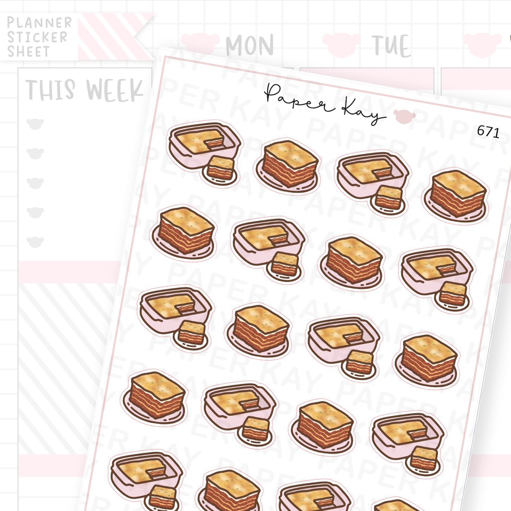 Lasagna Planner Sticker Sheet