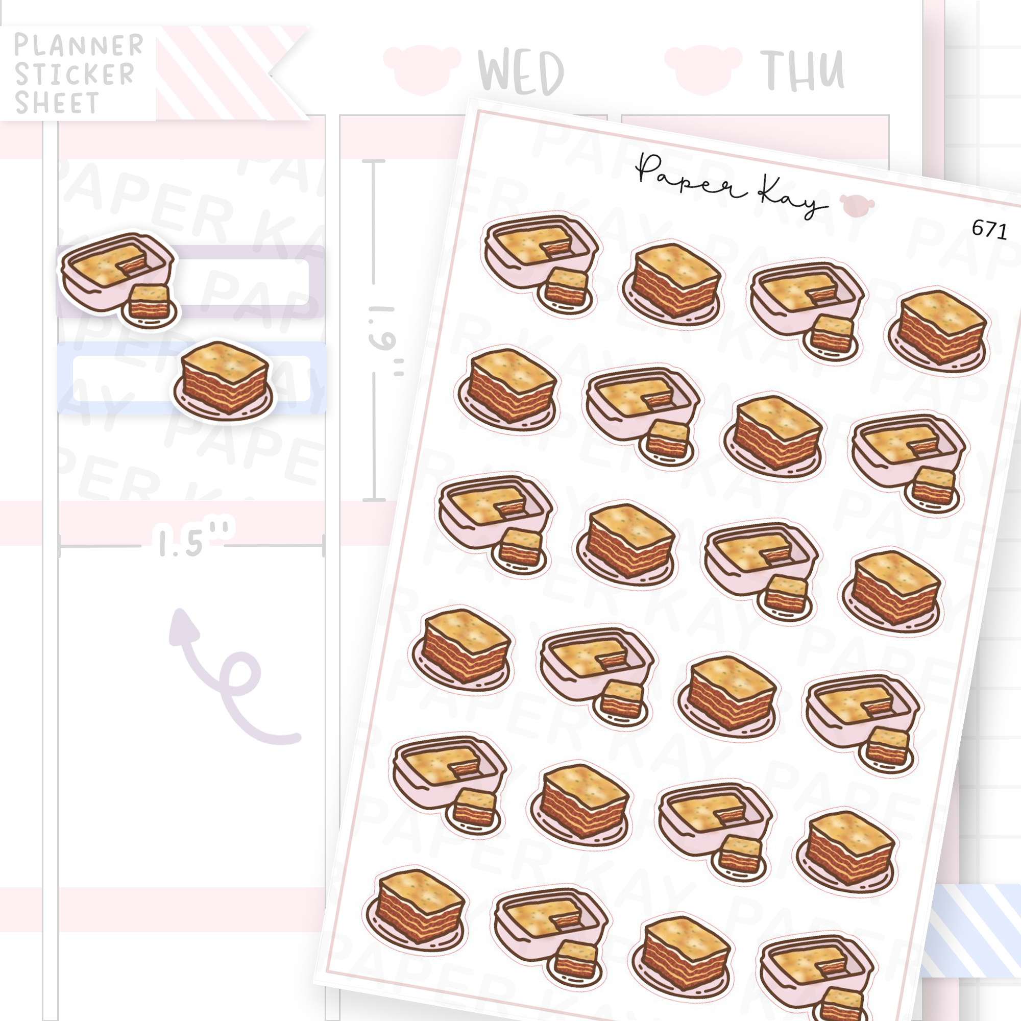 Lasagna Planner Sticker Sheet