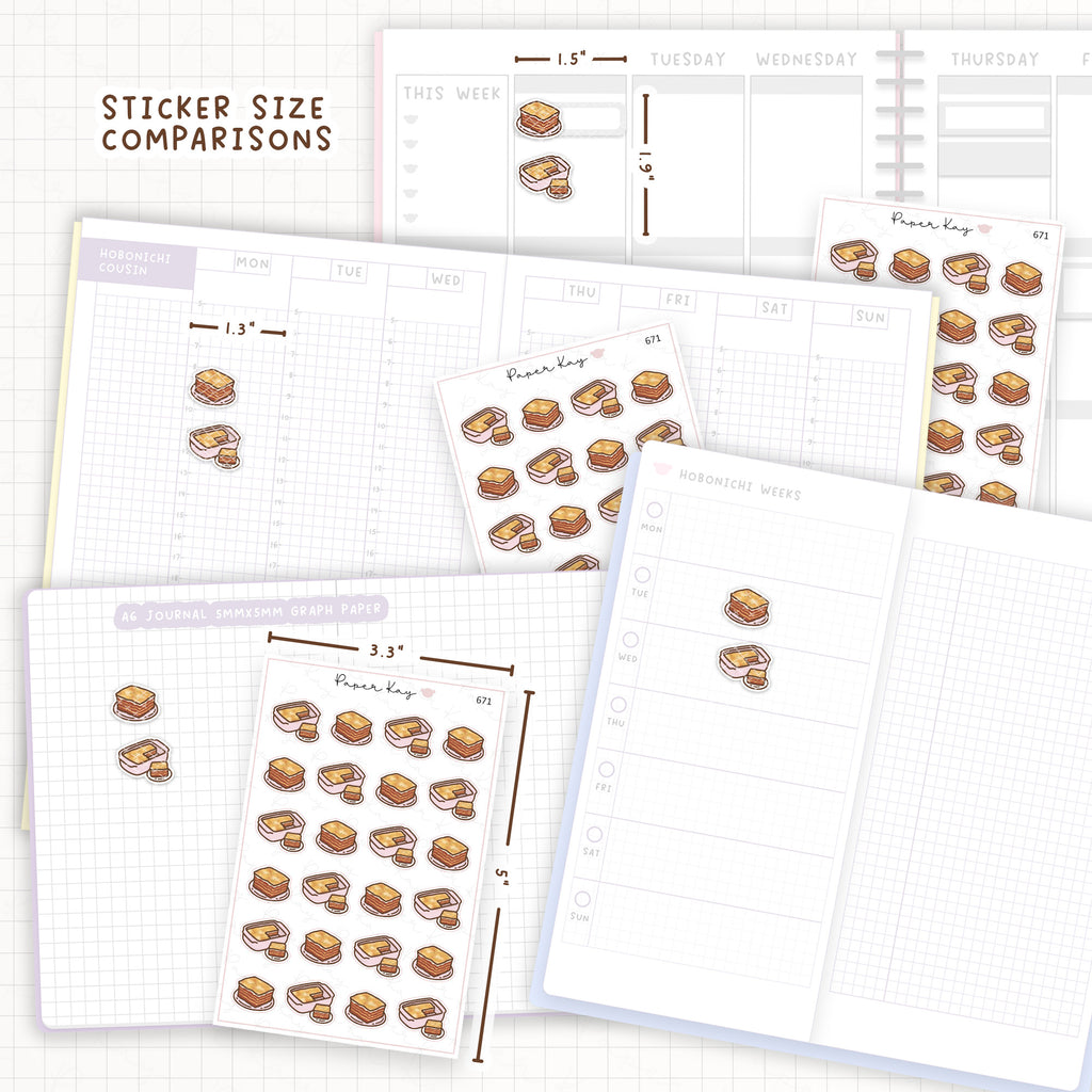 Sticker size comparisons against existing different sized planners.