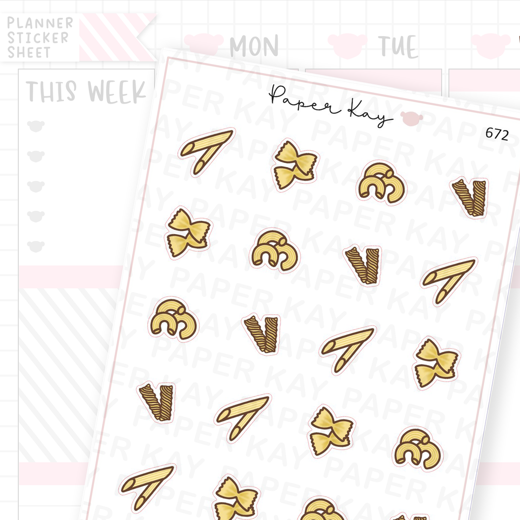 Pasta Shapes Planner Sticker Sheet