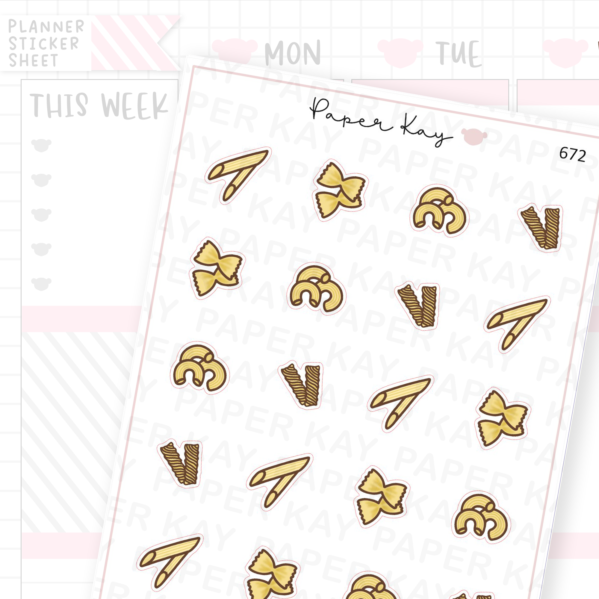 Pasta Shapes Planner Sticker Sheet