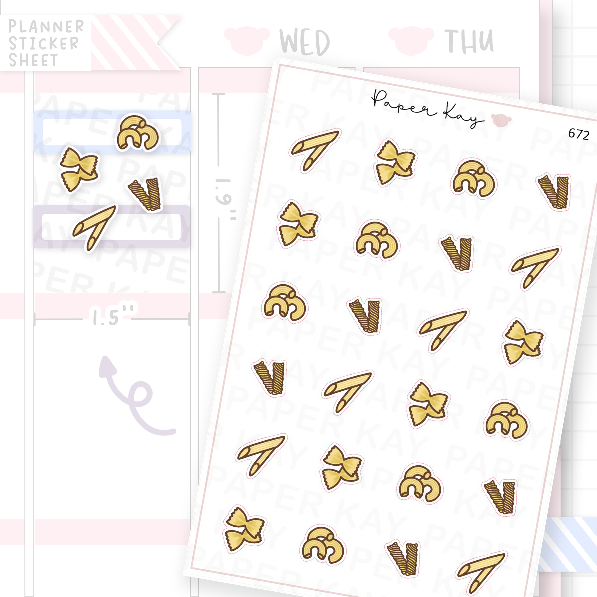 Pasta Shapes Planner Sticker Sheet