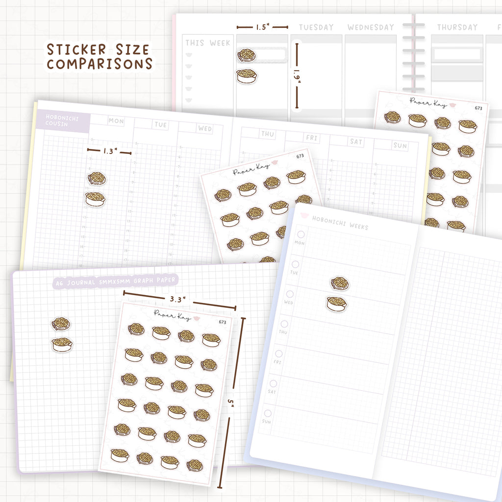 Sticker size comparisons against existing different sized planners.