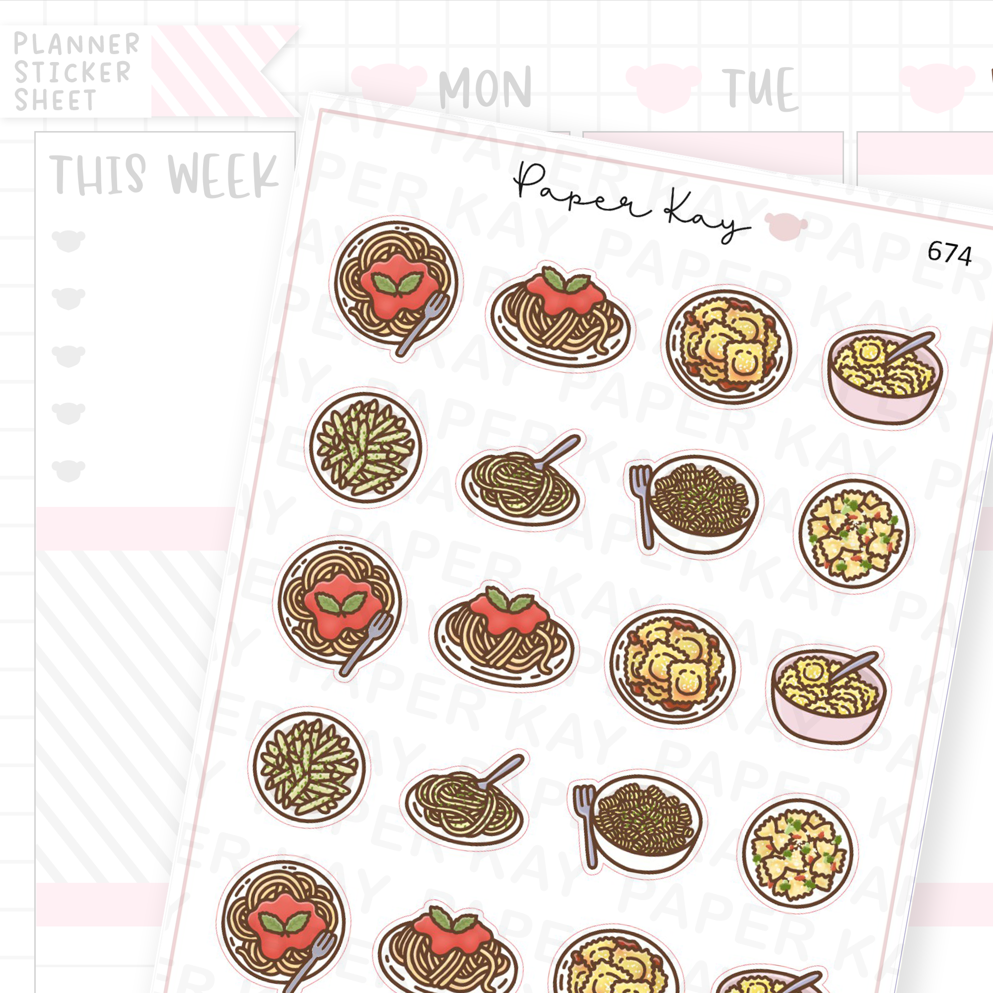Pasta Dishes Planner Sticker Sheet