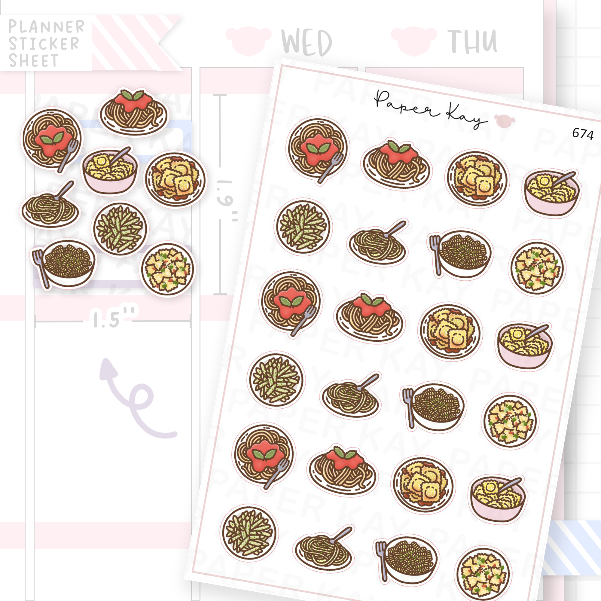 Pasta Dishes Planner Sticker Sheet