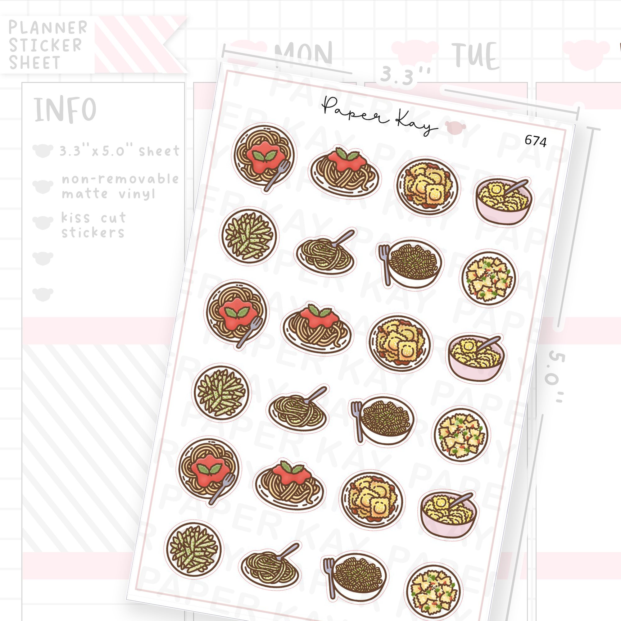 Pasta Dishes Planner Sticker Sheet