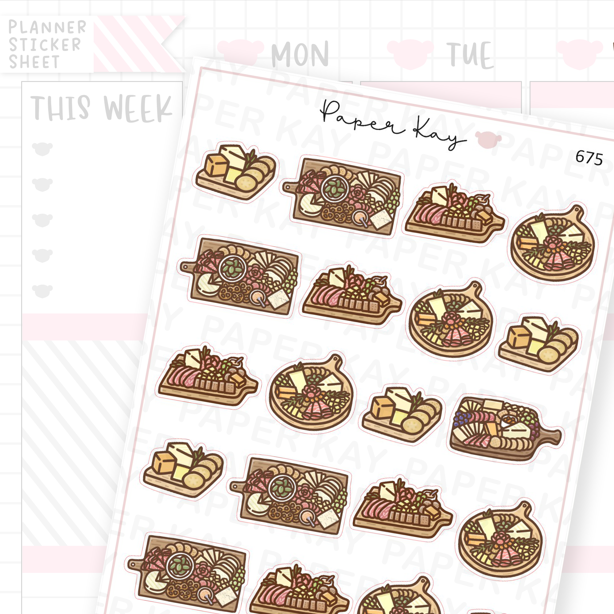 Charcuterie Cheese Board Planner Sticker Sheet