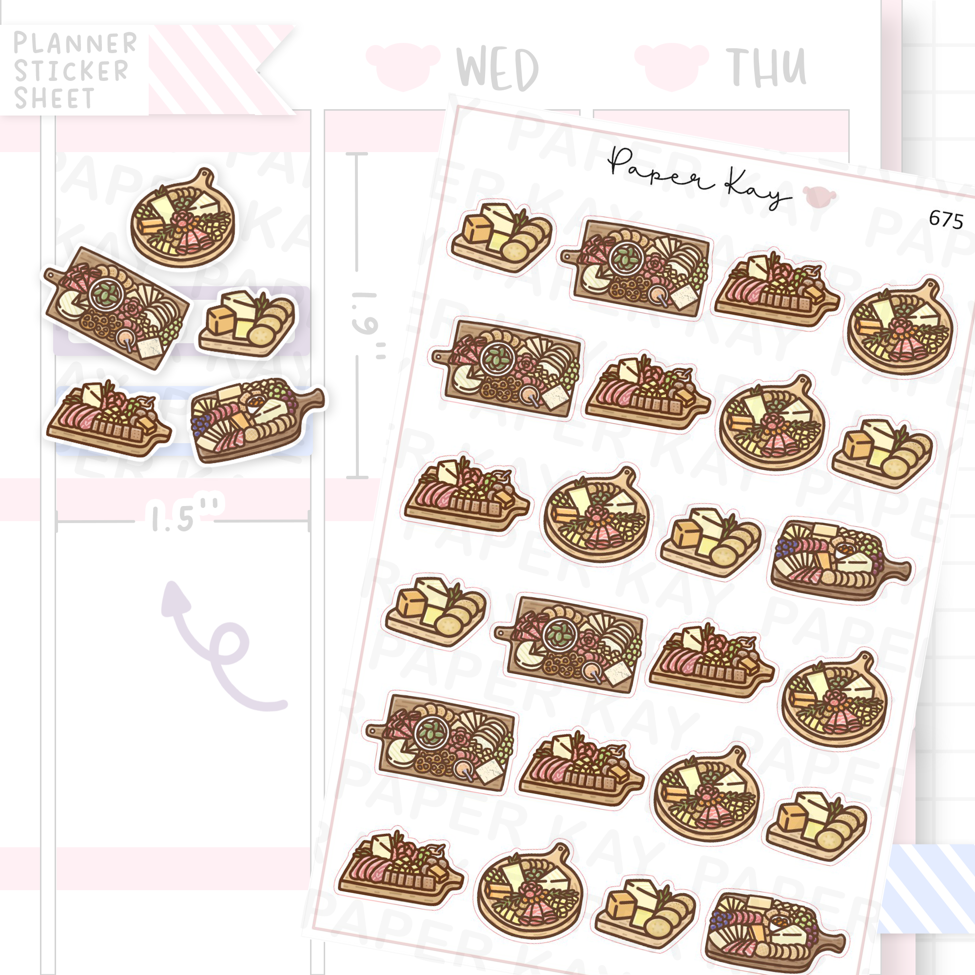 Charcuterie Cheese Board Planner Sticker Sheet