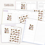 Sticker size comparisons against existing different sized planners.