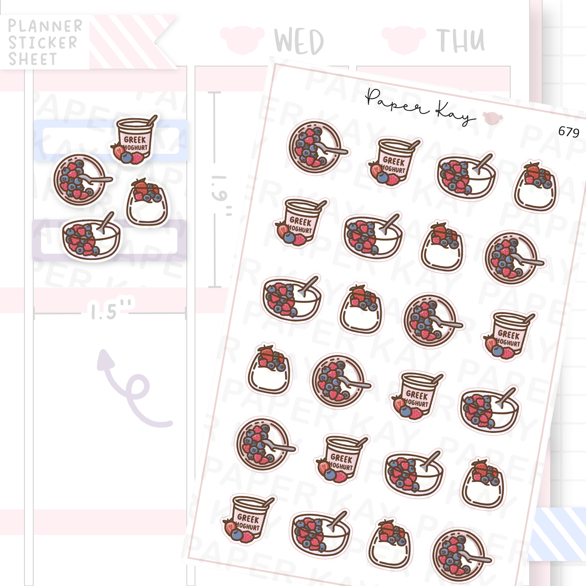 Berries and Yoghurt Planner Sticker Sheet