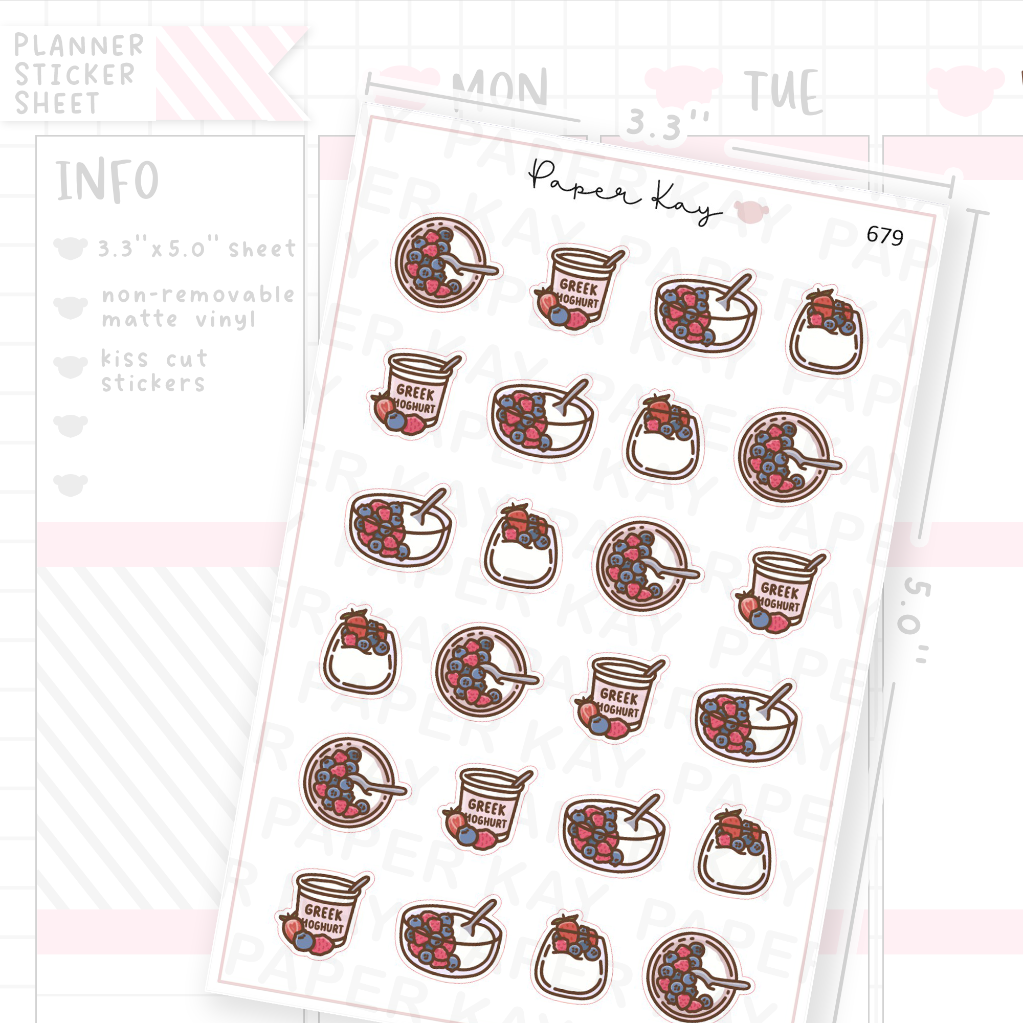 Berries and Yoghurt Planner Sticker Sheet