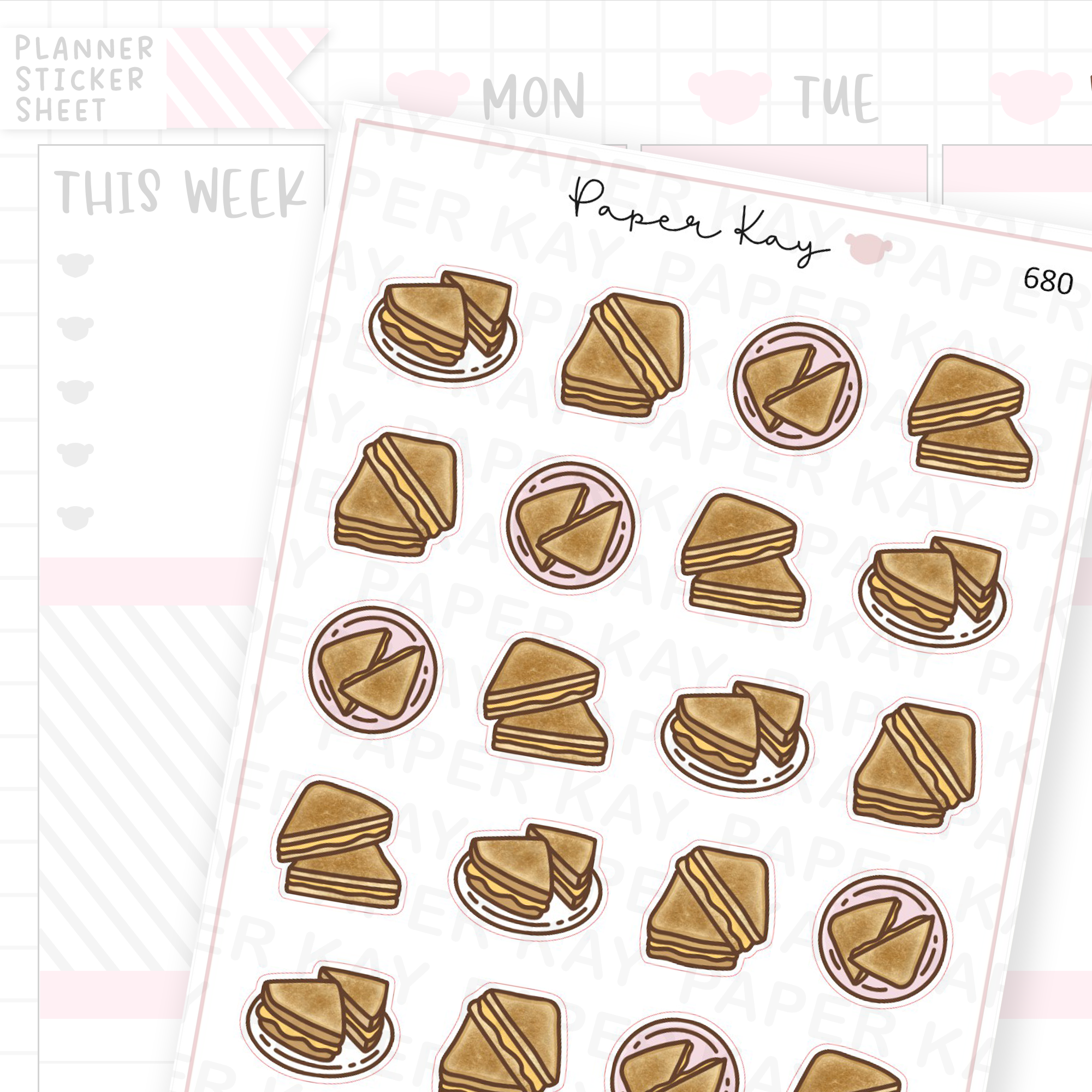 Grilled Cheese Planner Sticker Sheet