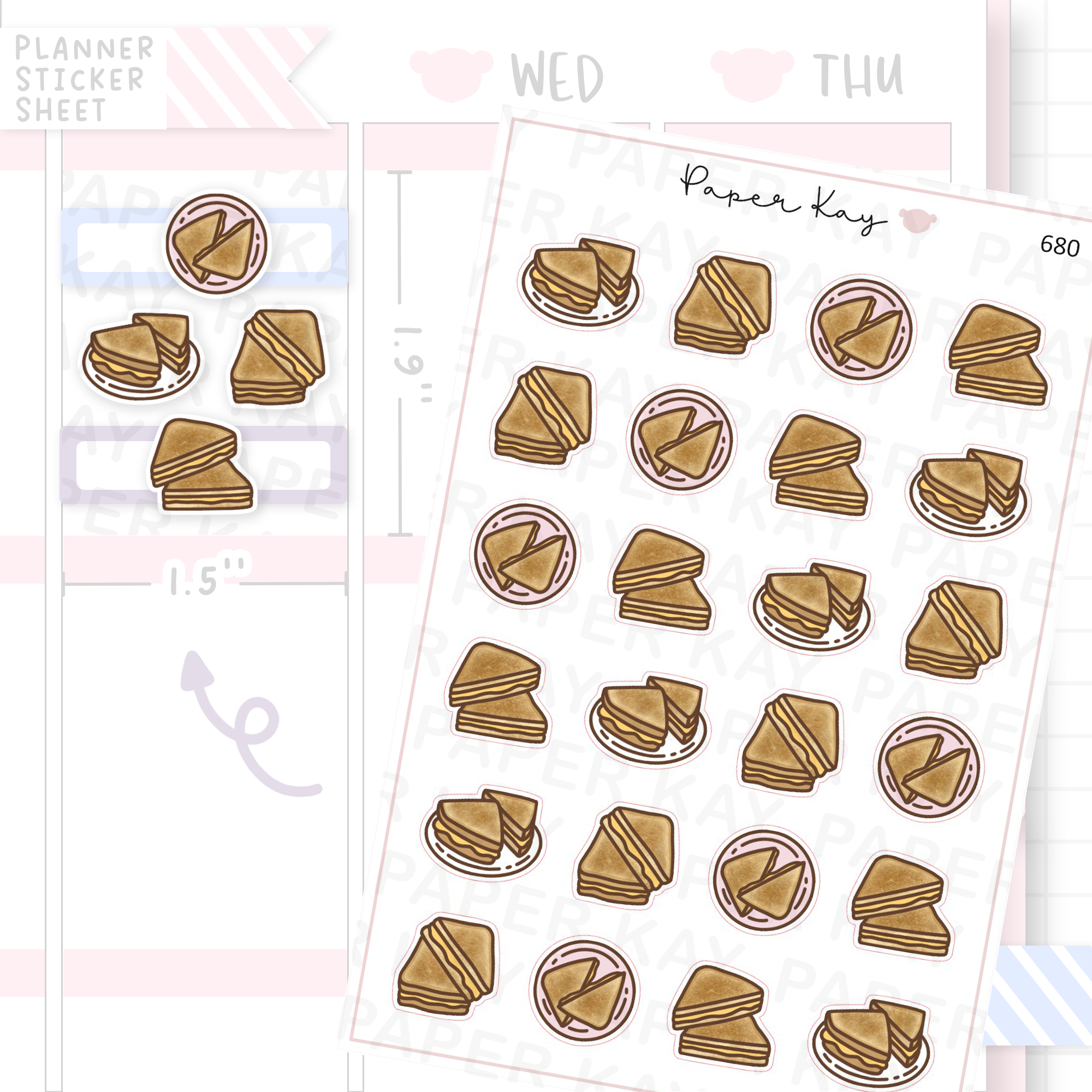 Grilled Cheese Planner Sticker Sheet