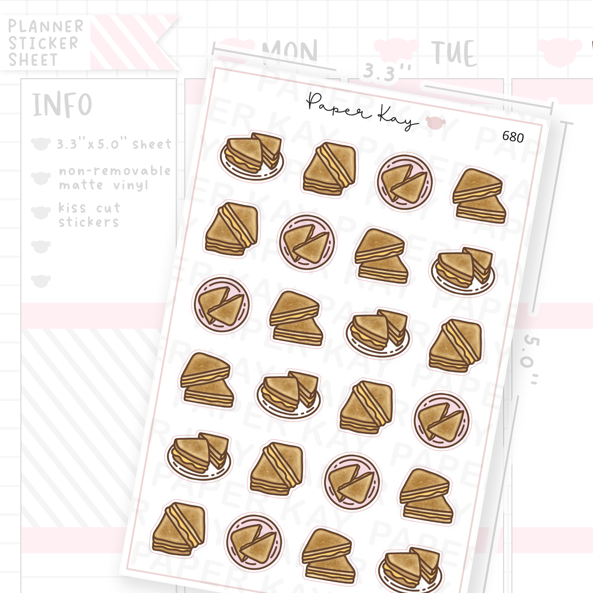 Grilled Cheese Planner Sticker Sheet