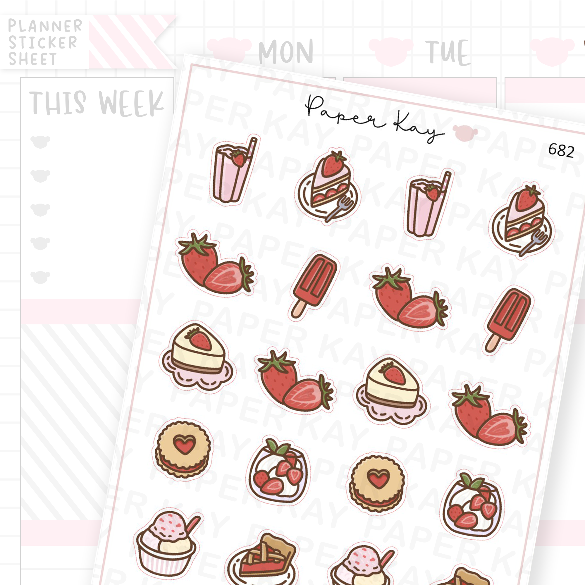 Strawberry Food Planner Sticker Sheet