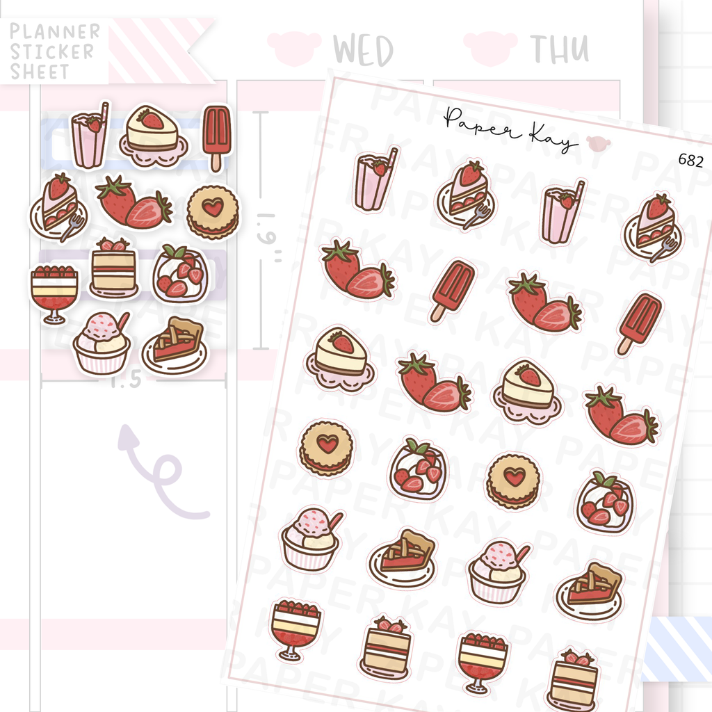Strawberry Food Planner Sticker Sheet