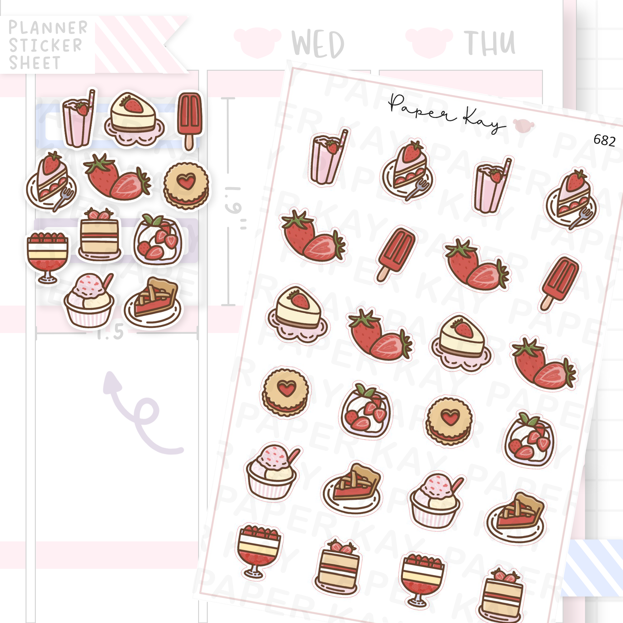 Strawberry Food Planner Sticker Sheet