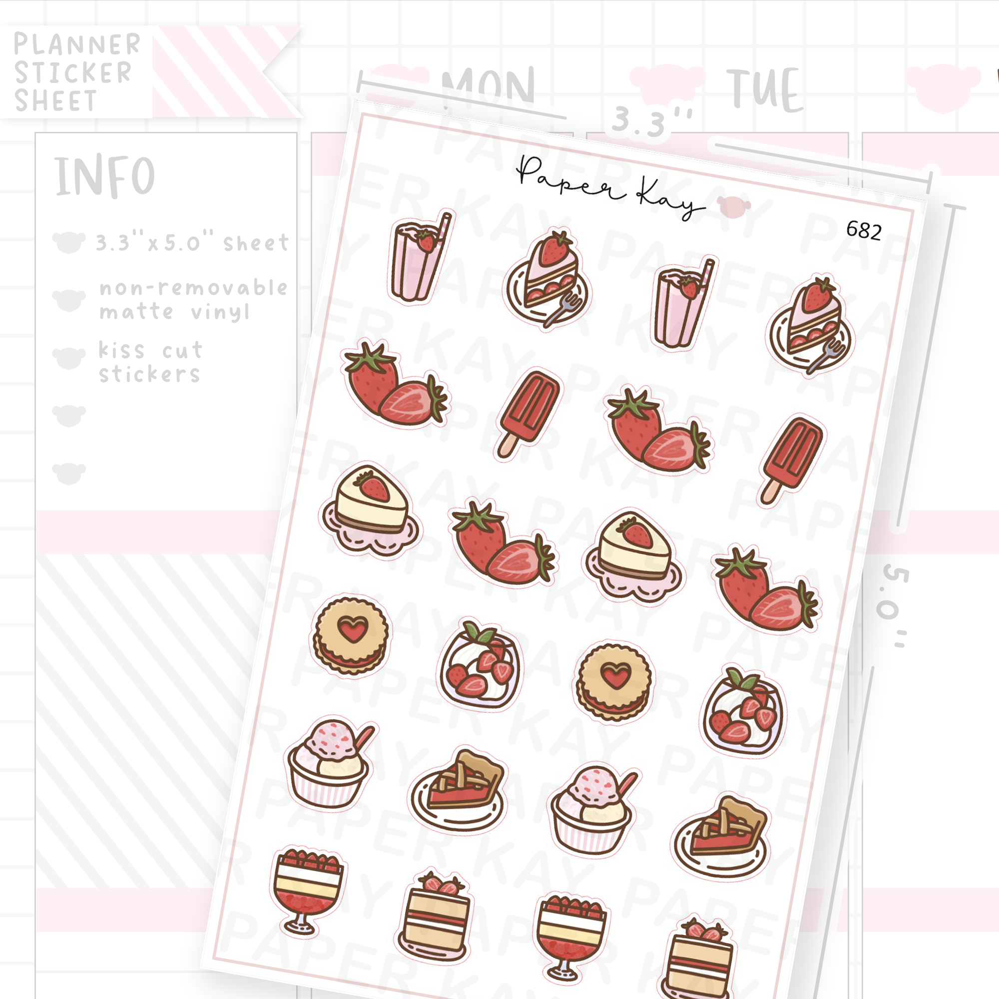 Strawberry Food Planner Sticker Sheet