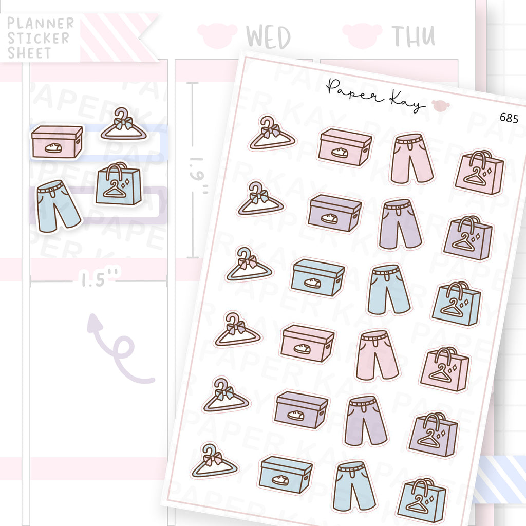 New Clothes and Shoes Planner Sticker Sheet