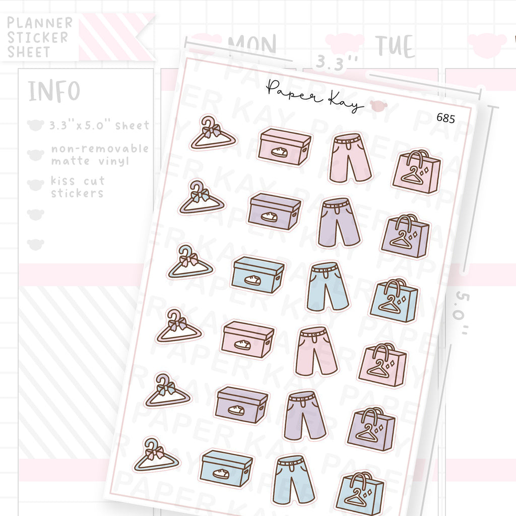 New Clothes and Shoes Planner Sticker Sheet