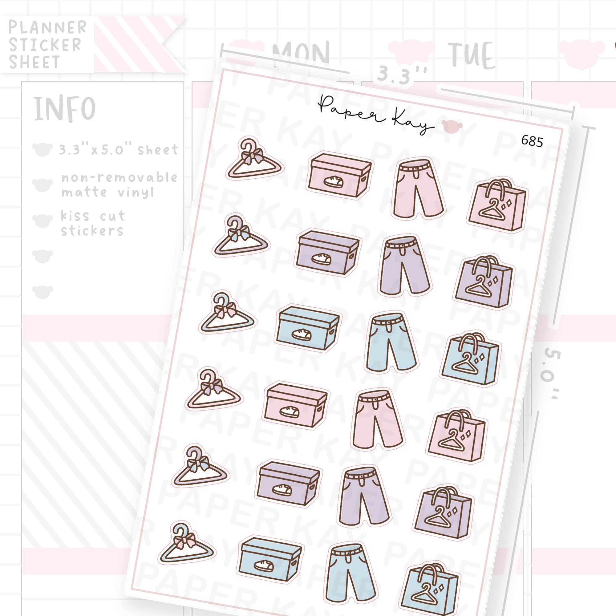 New Clothes and Shoes Planner Sticker Sheet