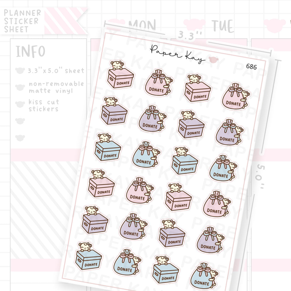 Donate Planner Sticker Sheet