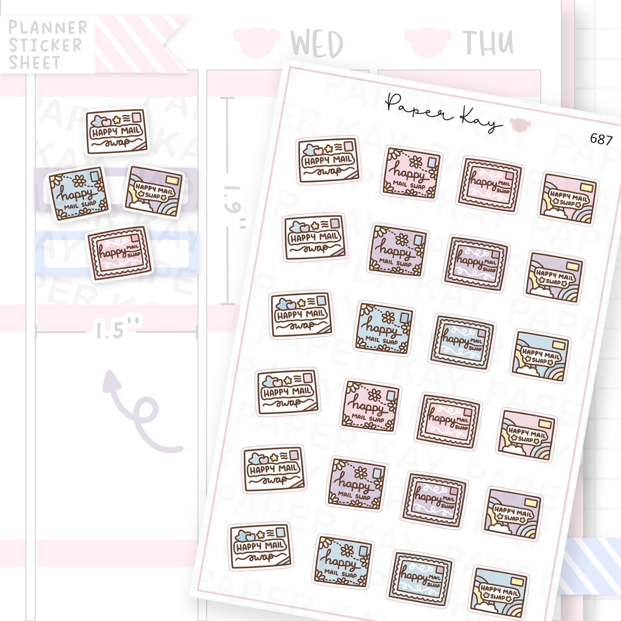 Happy Mail Swap Planner Sticker Sheet
