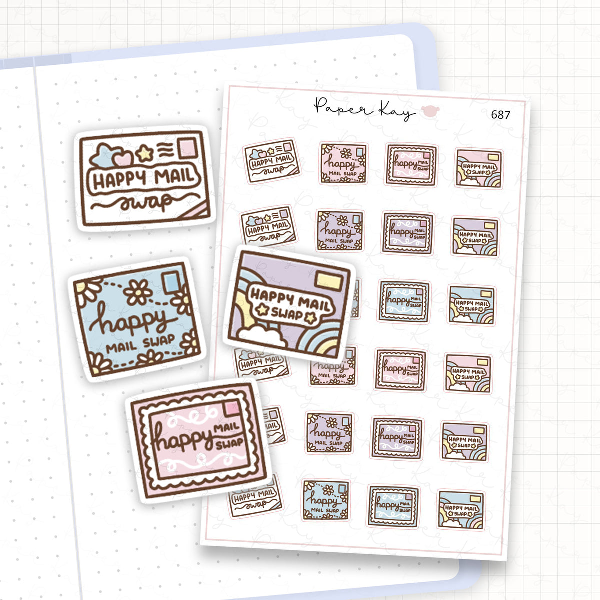 Zoomed in image of the doodles from a character planner sticker sheet.
