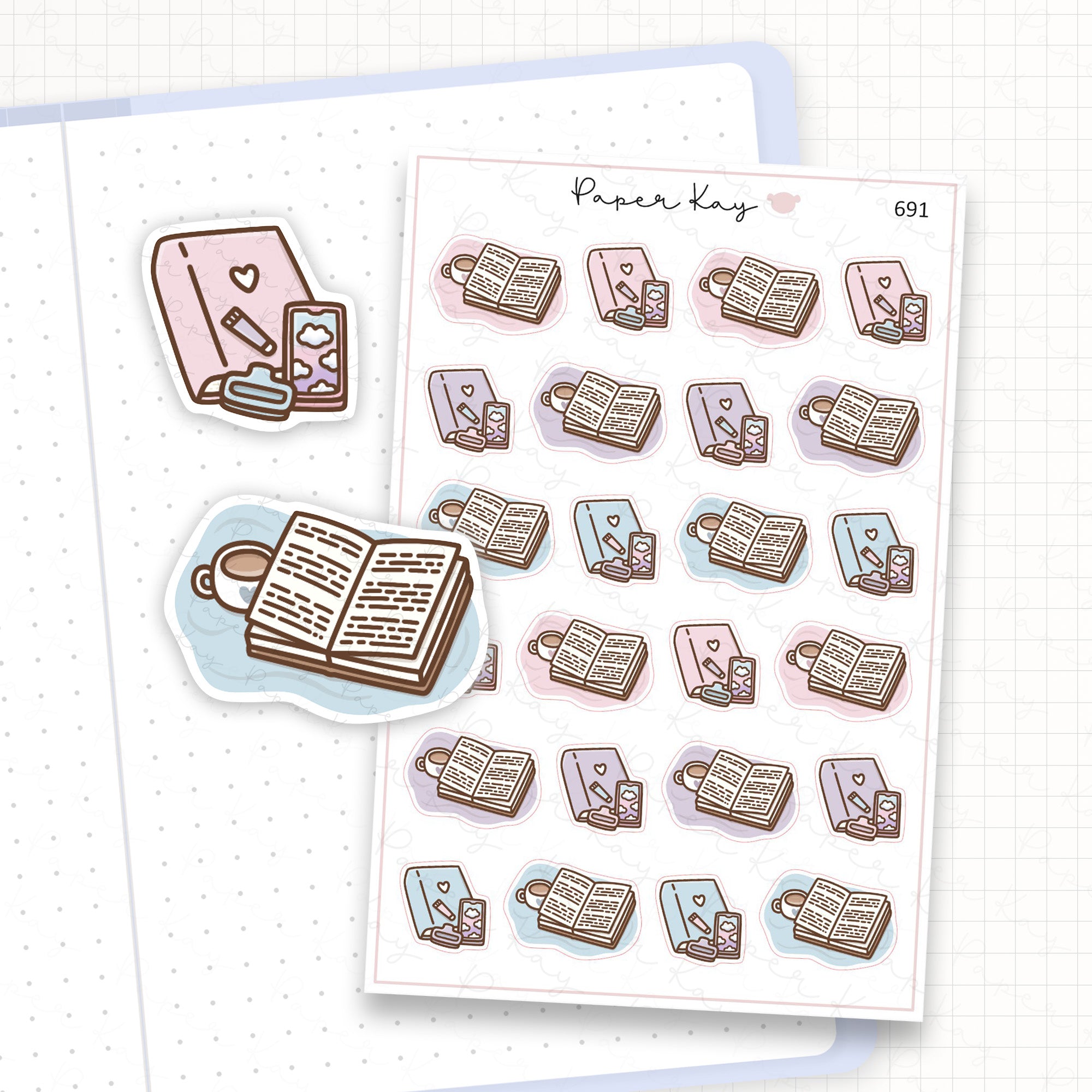 Zoomed in image of the doodles from a character planner sticker sheet.
