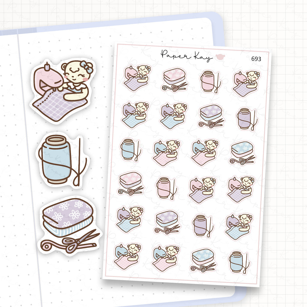 Zoomed in image of the doodles from a character planner sticker sheet.