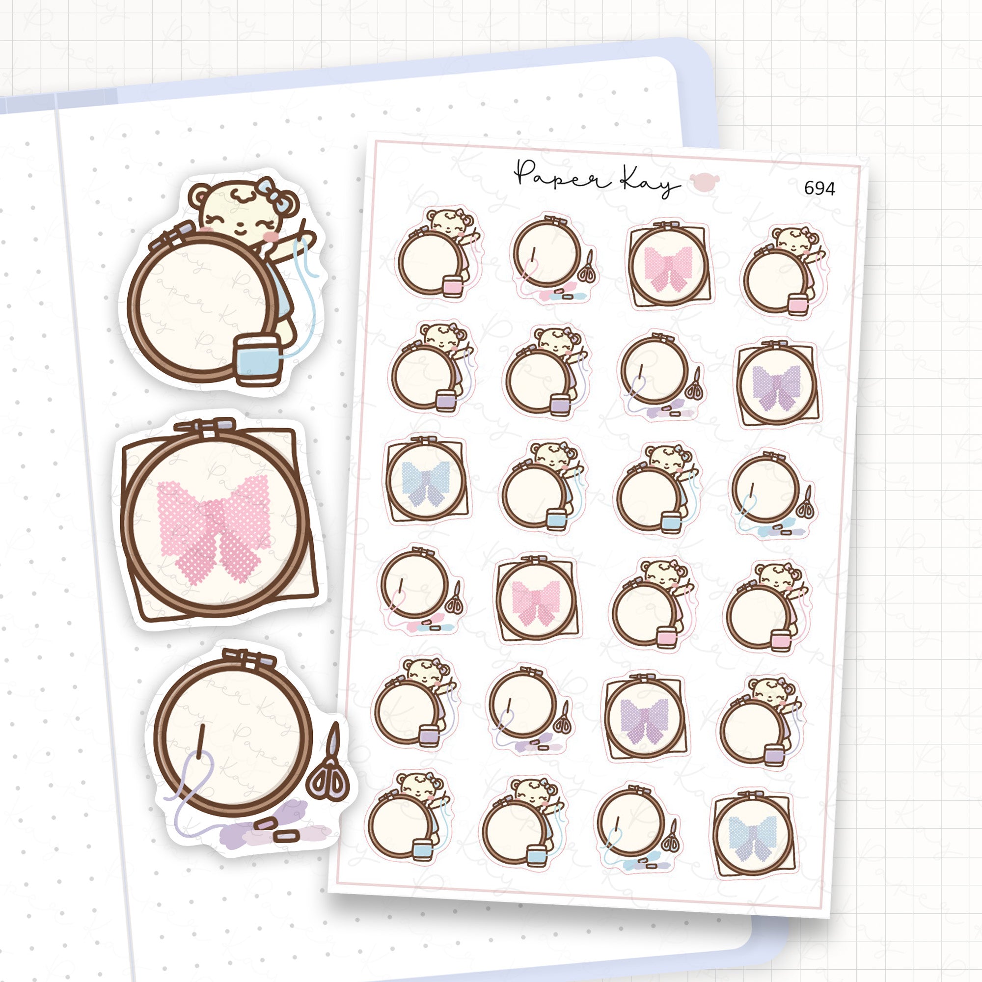 Zoomed in image of the doodles from a character planner sticker sheet.