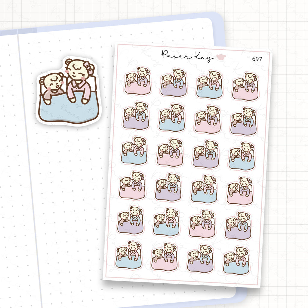 Zoomed in image of the doodles from a character planner sticker sheet.