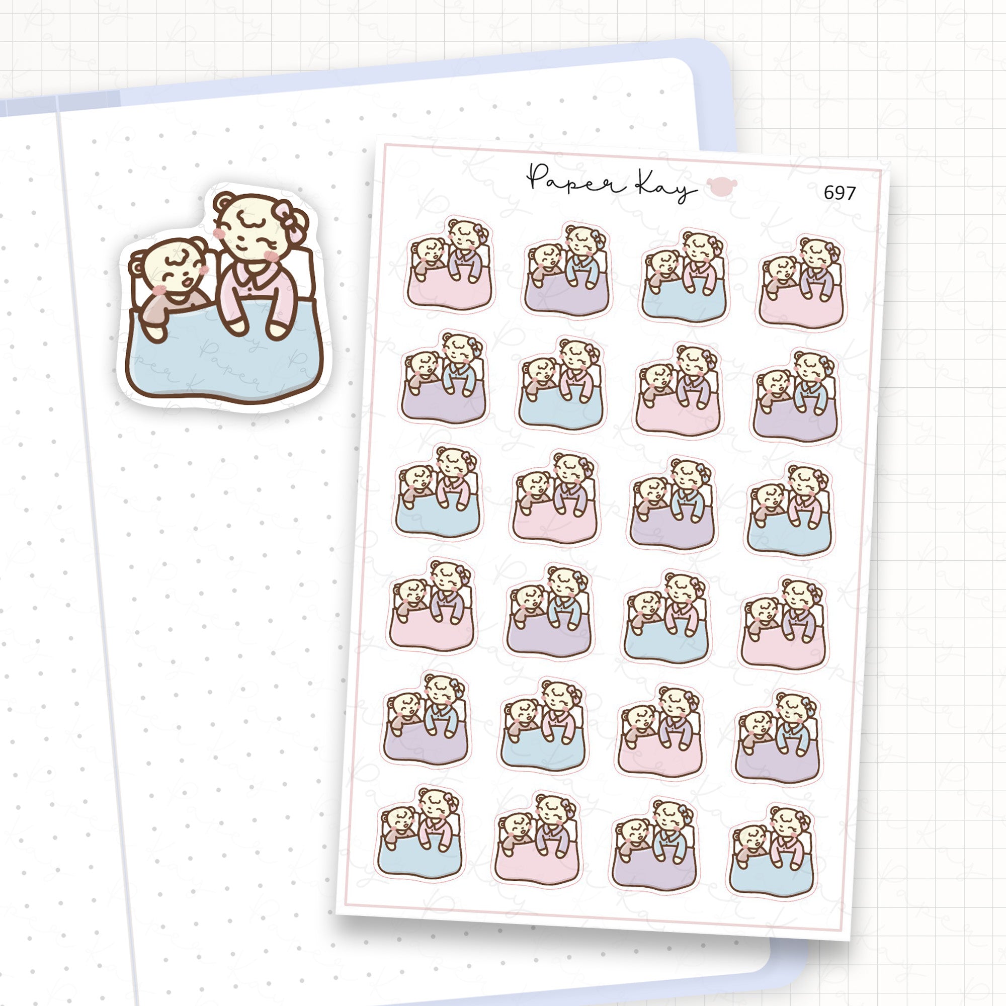Zoomed in image of the doodles from a character planner sticker sheet.