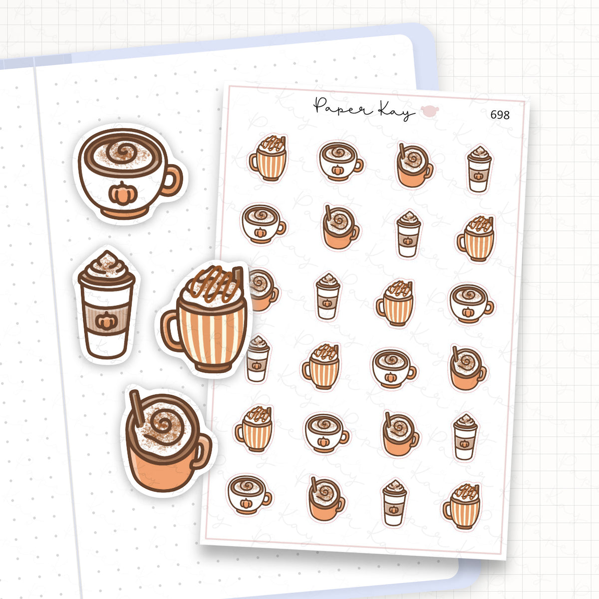 Zoomed in image of the doodles from a character planner sticker sheet.