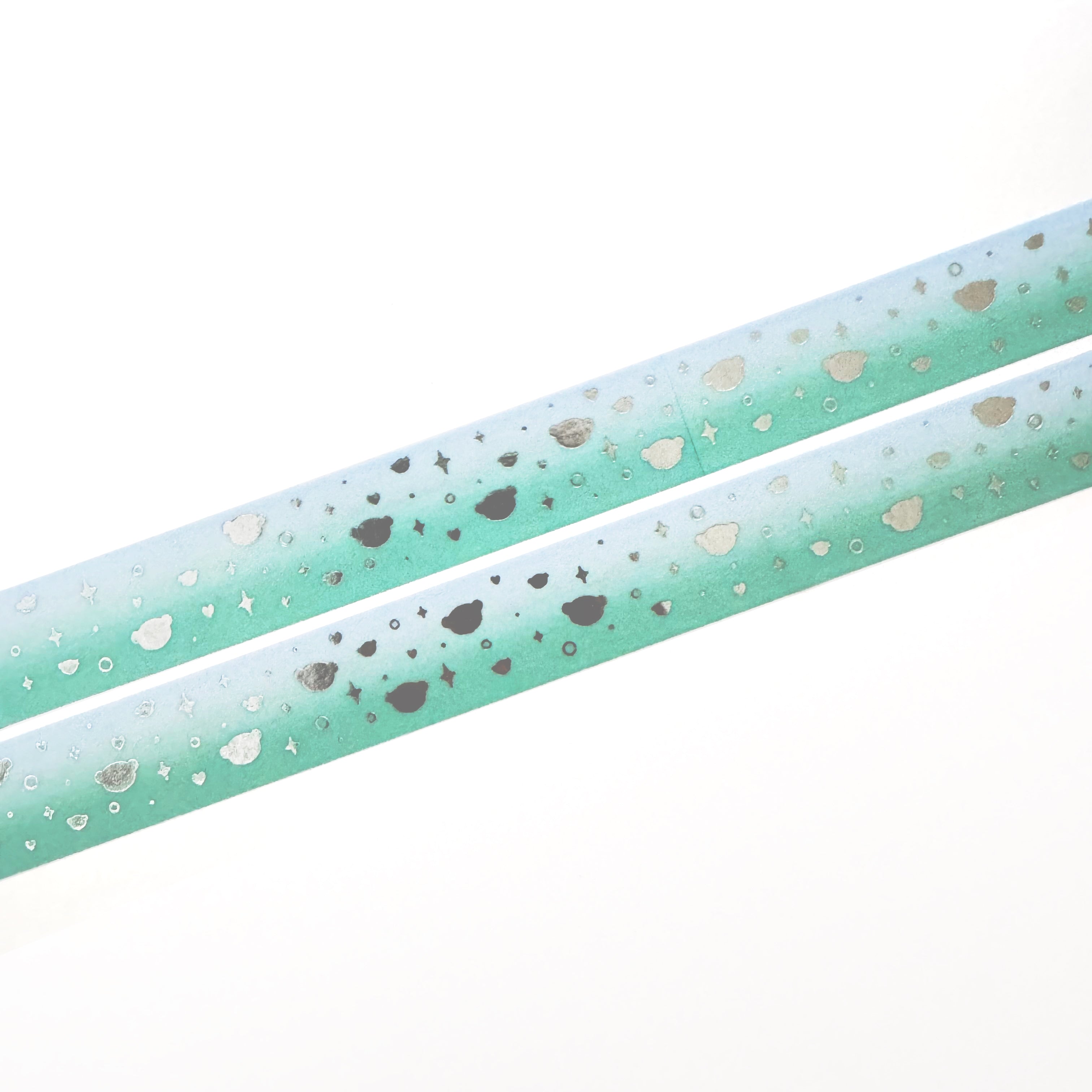 Teal Gradient Dot the Bear Sprinkles Washi Tape - Silver Foil