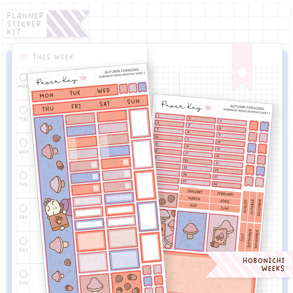 Autumn Foraging Hobonichi Weeks Monthly Sticker Kit