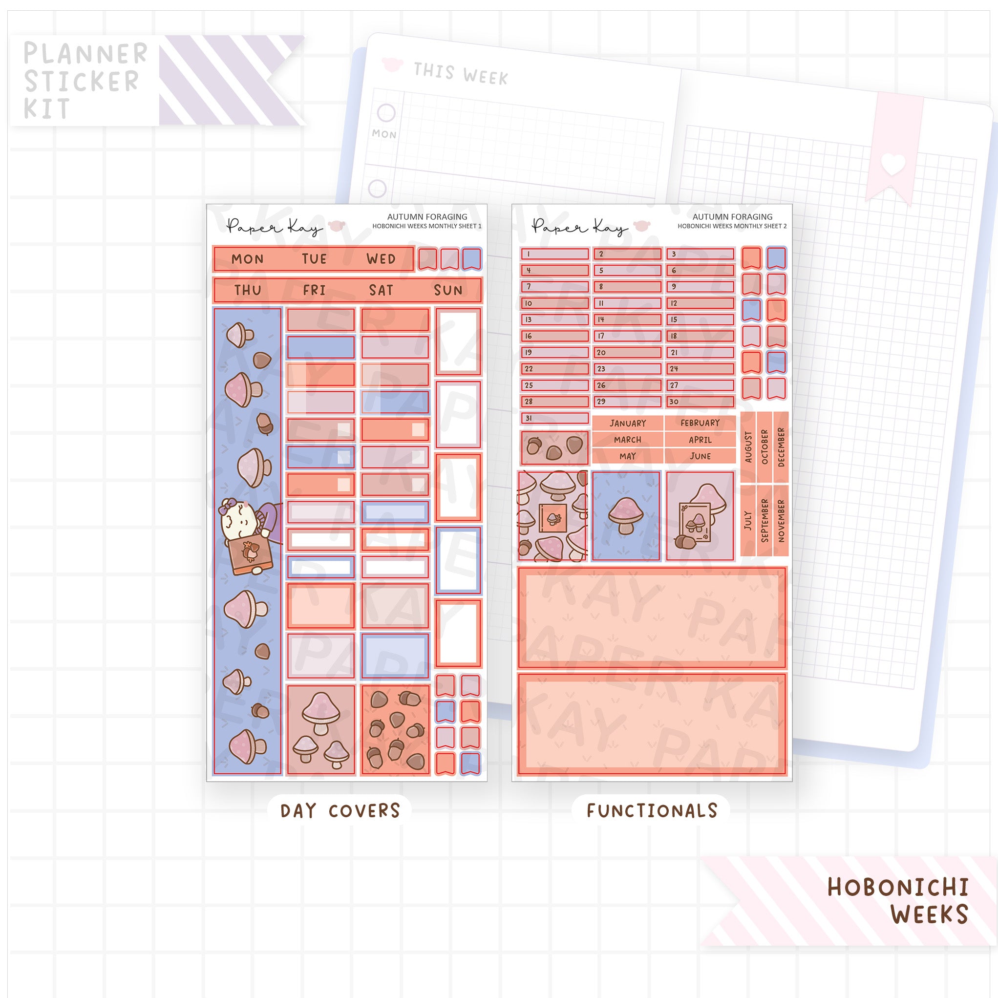 Autumn Foraging Hobonichi Weeks Monthly Sticker Kit