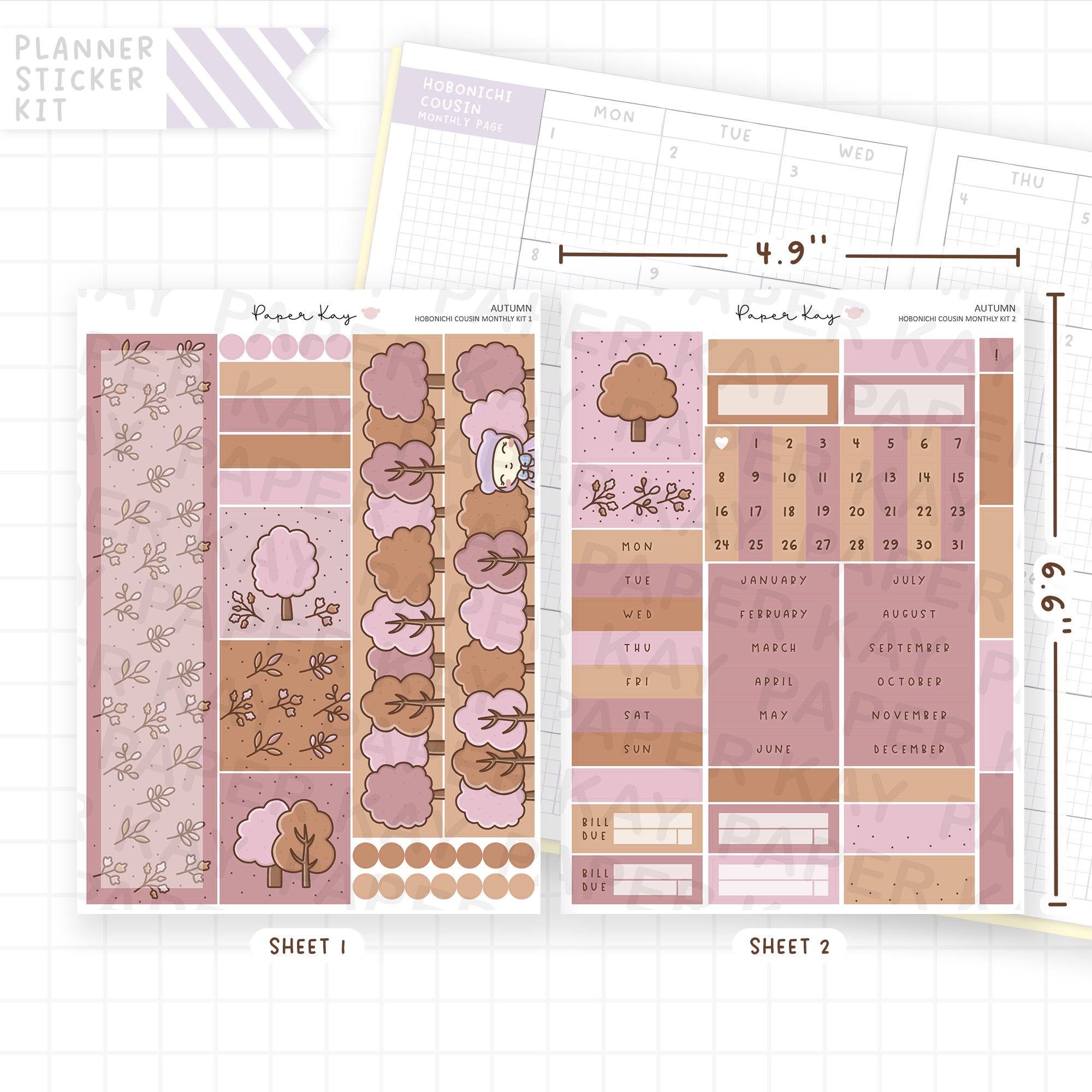 Autumn Hobonichi Cousin Monthly Sticker Kit