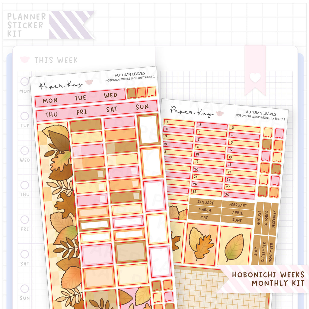 Autumn Leaves Hobonichi Weeks Monthly Sticker Kit