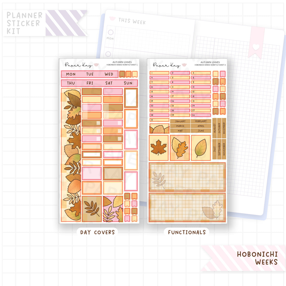 Autumn Leaves Hobonichi Weeks Monthly Sticker Kit