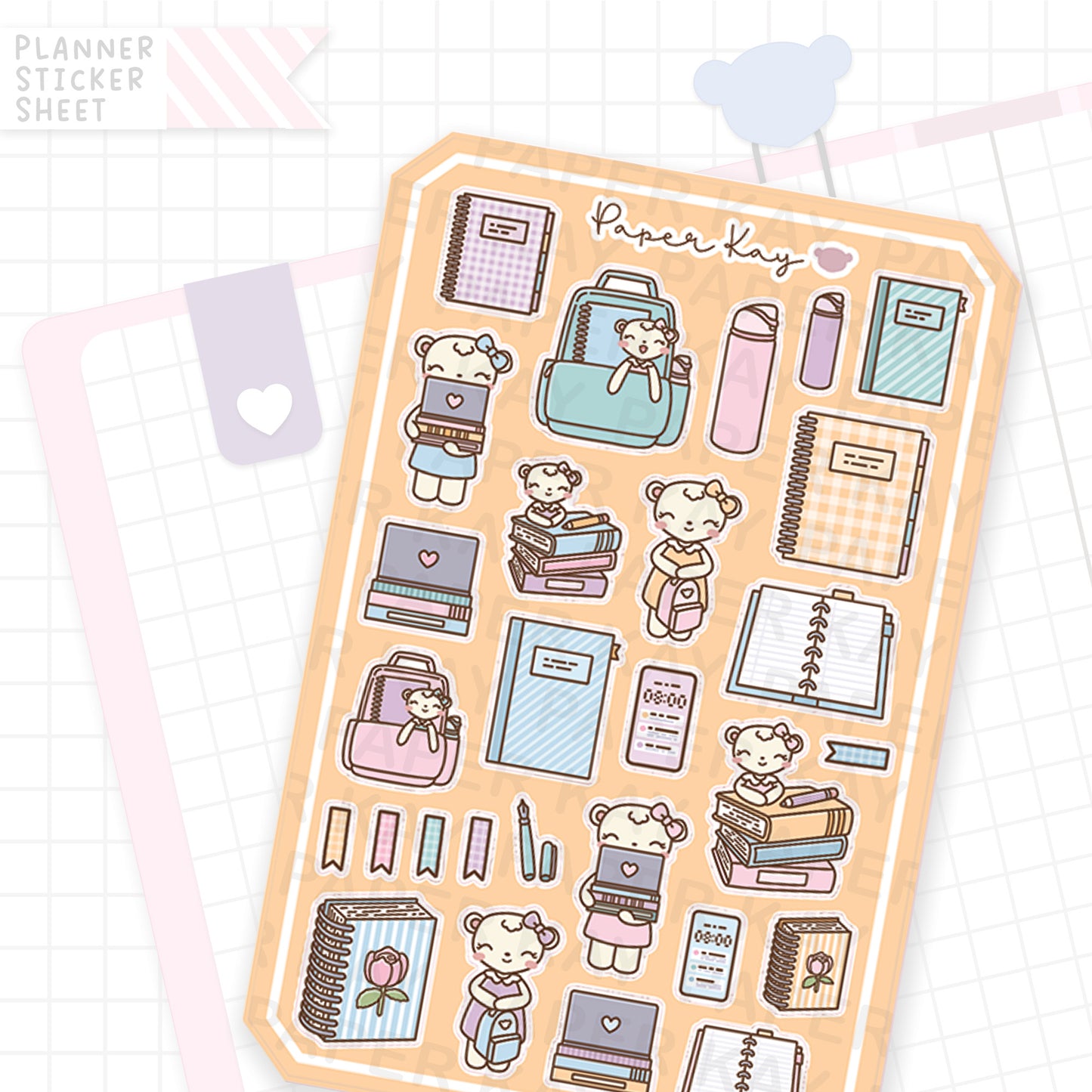 Back to School Dot the Bear Bujo Deco Stickers