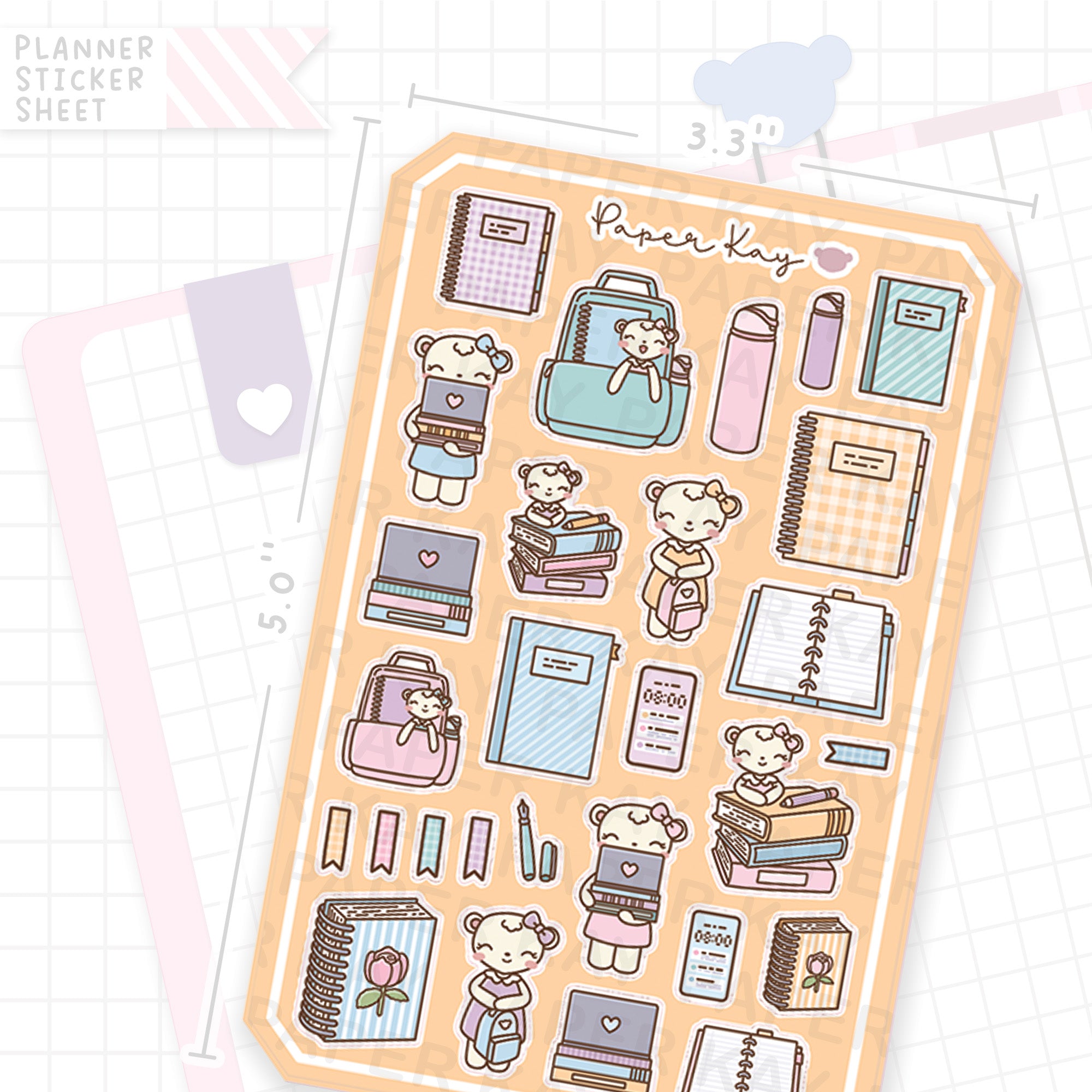 Back to School Dot the Bear Bujo Deco Stickers
