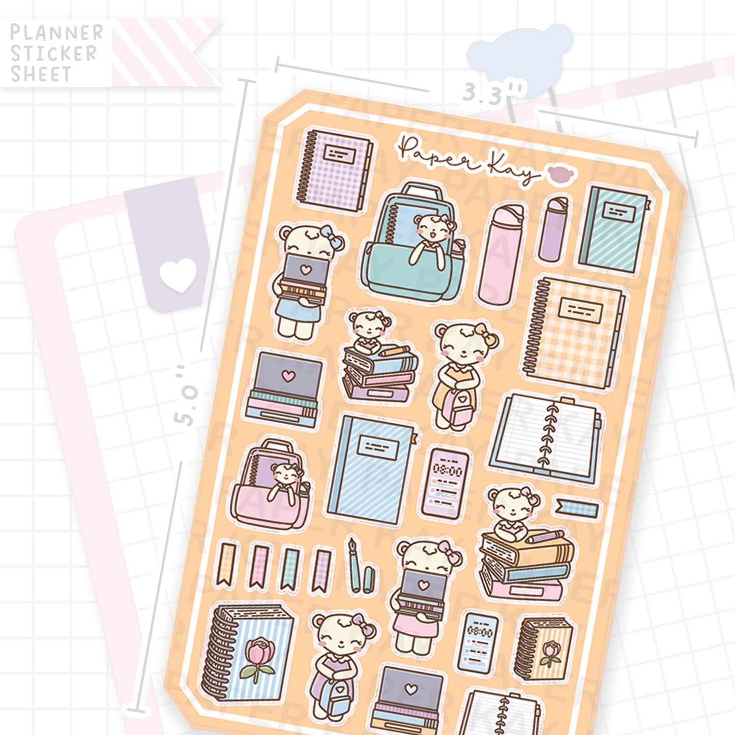 Back to School Dot the Bear Bujo Deco Stickers