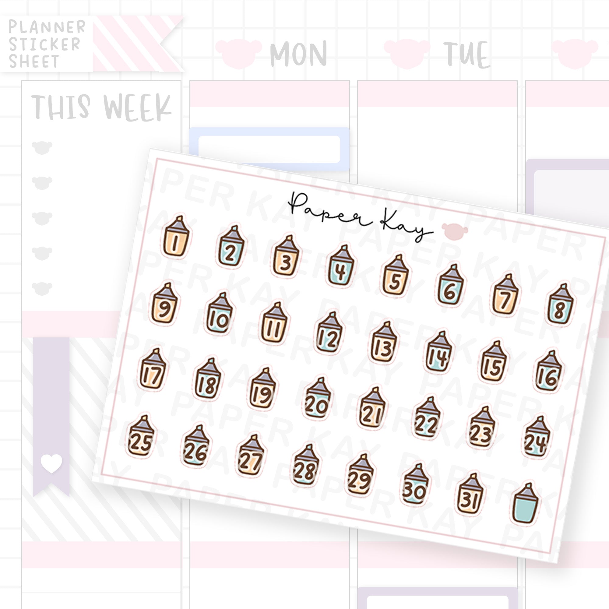 Back to School Highlighter Date Dot Stickers