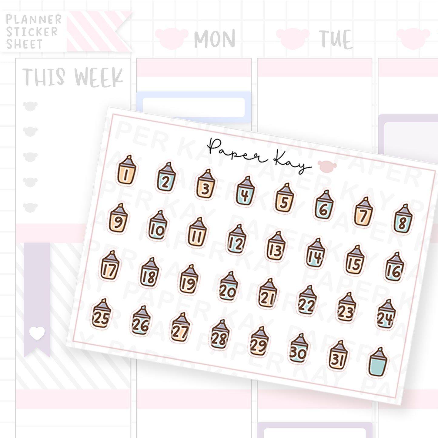 Back to School Highlighter Date Dot Stickers