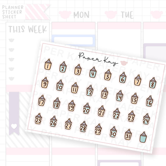 Back to School Highlighter Date Dot Stickers