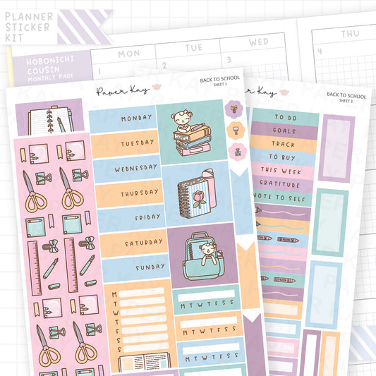 Back to School Hobonichi Cousin Sticker Kit
