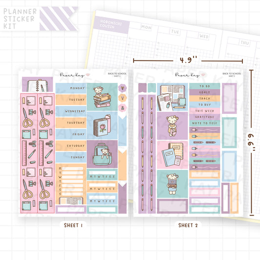 Back to School Hobonichi Cousin Sticker Kit